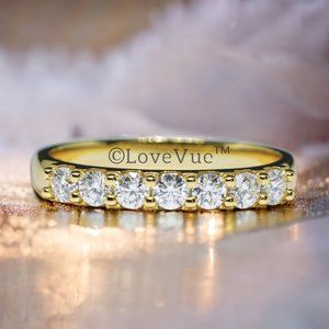 2.5mm Diamond Moissanite Brilliant Cut Half Eternity Wedding Ring Band